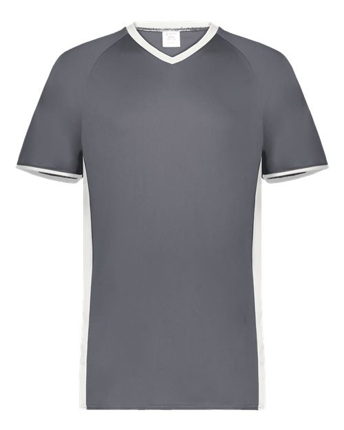 Augusta Sportswear Youth Cutter V-Neck Jersey - Graphite/ White