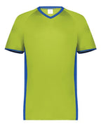 Augusta Sportswear Youth Cutter V-Neck Jersey - Lime/ Royal