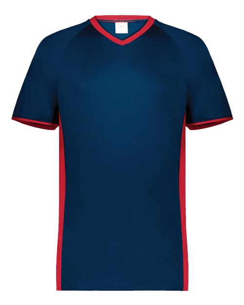 Augusta Sportswear Youth Cutter V-Neck Jersey - Navy/ Scarlet