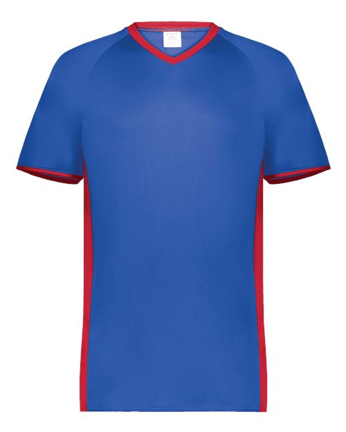 Augusta Sportswear Youth Cutter V-Neck Jersey - Royal/ Scarlet
