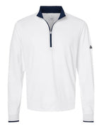 Adidas Men's Performance Lightweight Quarter-Zip Pullover - White/ Navy