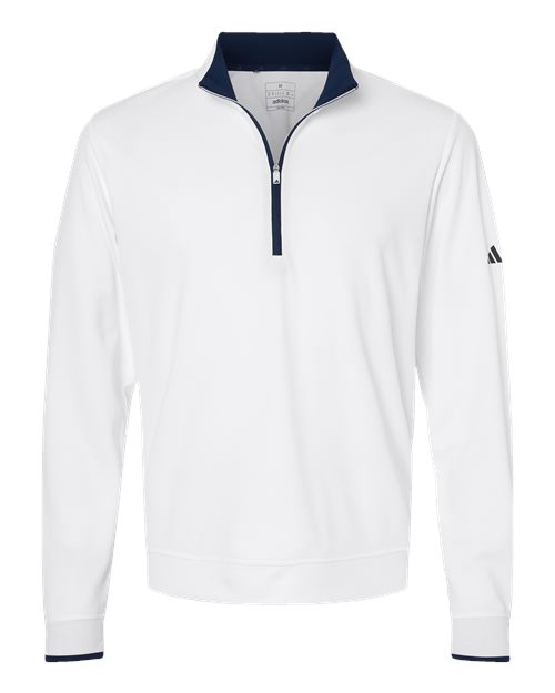 Adidas Men's Performance Lightweight Quarter-Zip Pullover - White/ Navy
