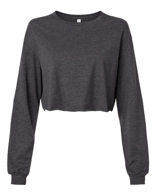 BELLA + CANVAS Women's FWD Fashion Crop Long Sleeve Tee - Dark Grey Heather