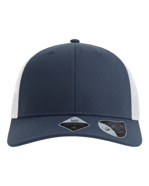 Atlantis Headwear Sustainable Trucker Cap - Navy/ White
