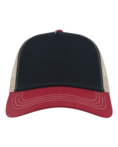 Atlantis Headwear Sustainable Canvas Cap - Navy/ Burgundy/ Khaki