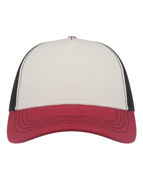 Atlantis Headwear Sustainable Canvas Cap - White/ Burgundy/ Black