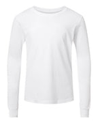 BELLA + CANVAS Youth Heather CVC Long Sleeve Tee - Solid White Blend