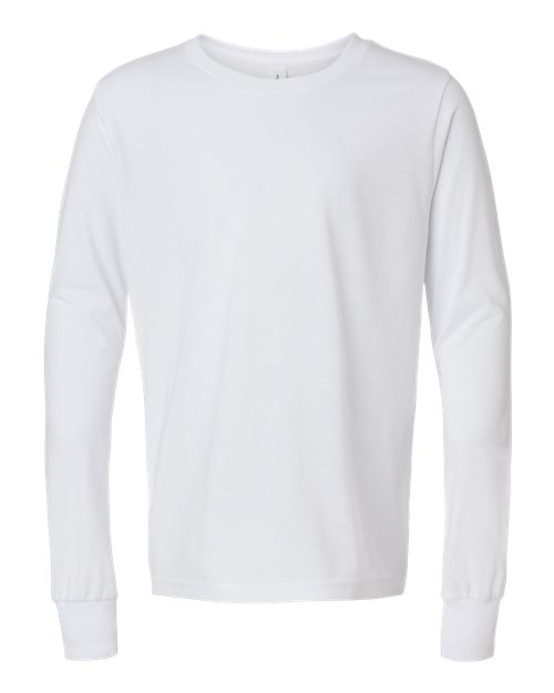 BELLA + CANVAS Youth Triblend Long Sleeve Tee - Solid White Triblend