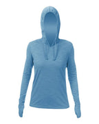 ANETIK Women's Breeze Tech Hooded Long Sleeve T-Shirt - Bahama Heathered