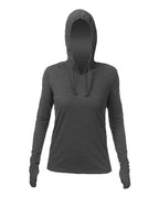 ANETIK Women's Breeze Tech Hooded Long Sleeve T-Shirt - Charcoal Heathered