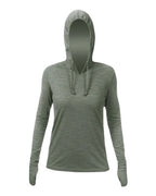 ANETIK Women's Breeze Tech Hooded Long Sleeve T-Shirt - Dark Olive Heathered