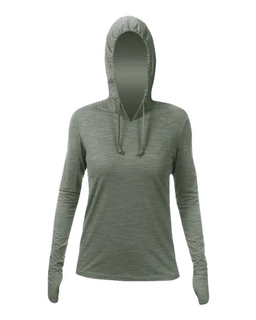 ANETIK Women's Breeze Tech Hooded Long Sleeve T-Shirt - Dark Olive Heathered