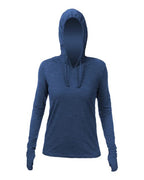 ANETIK Women's Breeze Tech Hooded Long Sleeve T-Shirt - Navy Heathered
