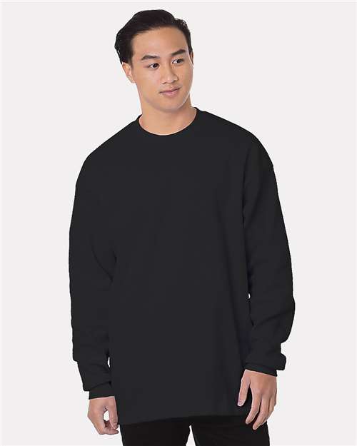 Bayside Men's USA-Made Heavyweight Waffle Knit Thermal - Black