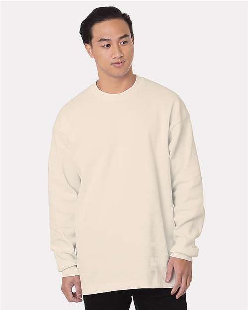 Bayside Men's USA-Made Heavyweight Waffle Knit Thermal - Cream
