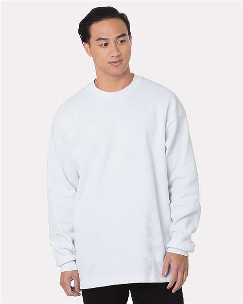Bayside Men's USA-Made Heavyweight Waffle Knit Thermal - White