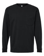 American Apparel Unisex Super Heavyweight Long Sleeve Pocket Tee - Black