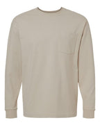 American Apparel Unisex Super Heavyweight Long Sleeve Pocket Tee - Bone