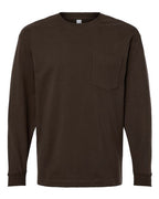 American Apparel Unisex Super Heavyweight Long Sleeve Pocket Tee - Brown
