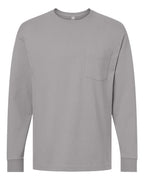 American Apparel Unisex Super Heavyweight Long Sleeve Pocket Tee - Gravel