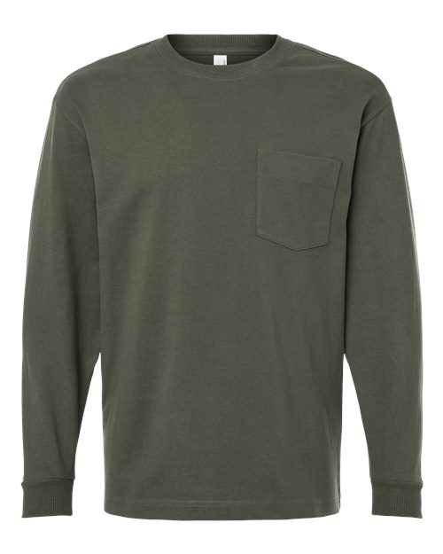 American Apparel Unisex Super Heavyweight Long Sleeve Pocket Tee - Lieutenant