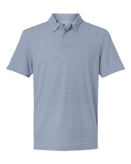 Adidas Men's Blended Printed Polo - Blue Dawn Melange