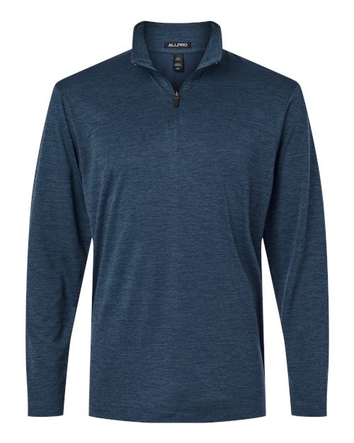 AllPro Men's Pro-Lock Performance Mélange Quarter-Zip Pullover - Navy Melange