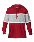 Badger Unisex United Hooded Long Sleeve T-Shirt - Red/ Oxford/ White