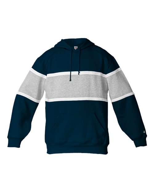 Badger Unisex United Athletic Fleece Hooded Sweatshirt - Navy/ Oxford/ White