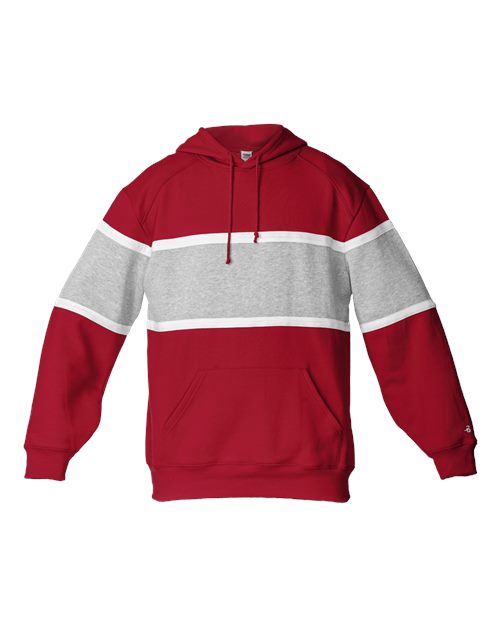 Badger Unisex United Athletic Fleece Hooded Sweatshirt - Red/ Oxford/ White
