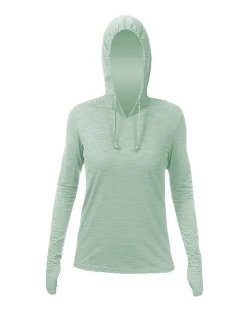 ANETIK Women's Breeze Tech Hooded Long Sleeve T-Shirt - Olive Heathered