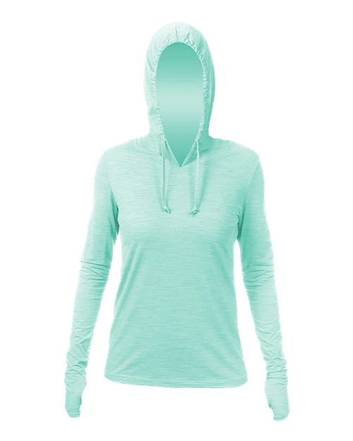 ANETIK Women's Breeze Tech Hooded Long Sleeve T-Shirt - Seafoam Heathered