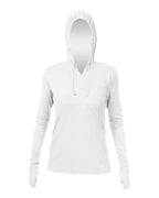 ANETIK Women's Breeze Tech Hooded Long Sleeve T-Shirt - White Heathered