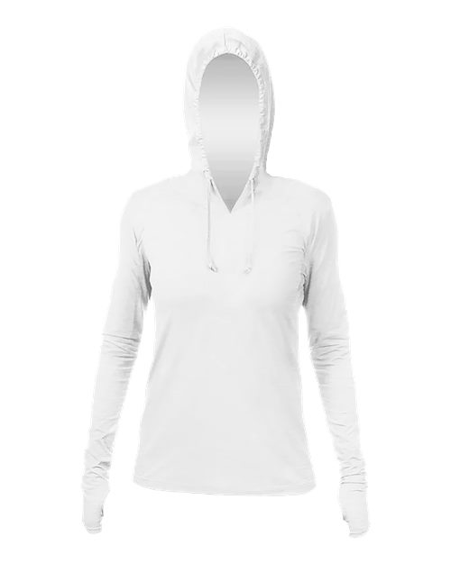 ANETIK Women's Breeze Tech Hooded Long Sleeve T-Shirt - White Heathered