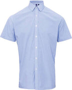 Artisan Collection by Reprime Men's Microcheck Gingham Cotton Shirt - Light Blue/ White