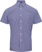Artisan Collection by Reprime Men's Microcheck Gingham Cotton Shirt - Navy/ White