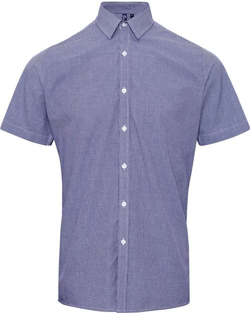 Artisan Collection by Reprime Men's Microcheck Gingham Cotton Shirt - Navy/ White