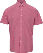 Artisan Collection by Reprime Men's Microcheck Gingham Cotton Shirt - Red/ White
