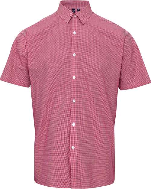 Artisan Collection by Reprime Men's Microcheck Gingham Cotton Shirt - Red/ White