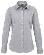 Artisan Collection by Reprime Women's Microcheck Gingham Cotton Shirt - Black/ White