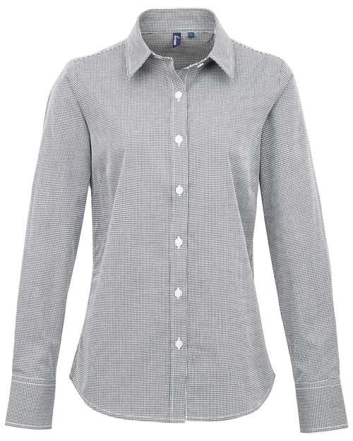 Artisan Collection by Reprime Women's Microcheck Gingham Cotton Shirt - Black/ White
