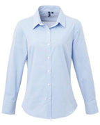 Artisan Collection by Reprime Women's Microcheck Gingham Cotton Shirt - Light Blue/ White