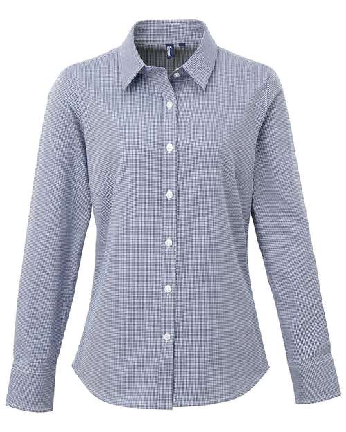Artisan Collection by Reprime Women's Microcheck Gingham Cotton Shirt - Navy/ White