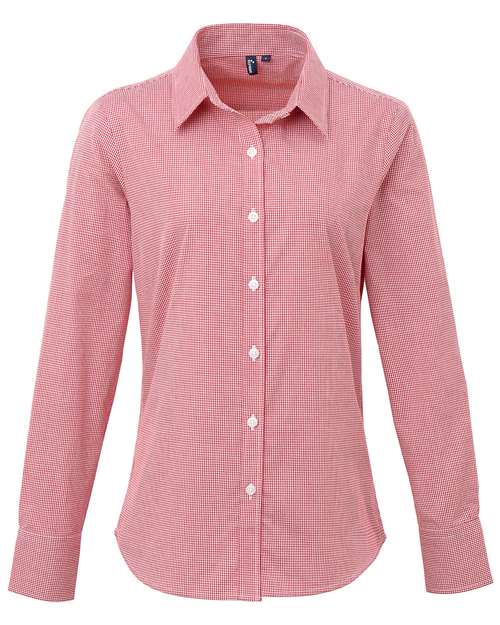 Artisan Collection by Reprime Women's Microcheck Gingham Cotton Shirt - Red/ White