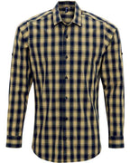 Artisan Collection by Reprime Men's Mulligan Check Cotton Shirt - Camel/ Navy