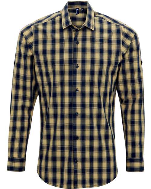 Artisan Collection by Reprime Men's Mulligan Check Cotton Shirt - Camel/ Navy
