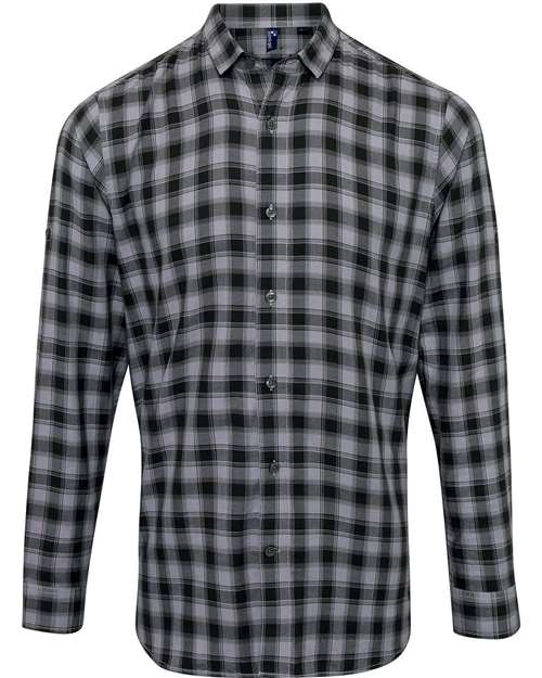 Artisan Collection by Reprime Men's Mulligan Check Cotton Shirt - Steel/ Black