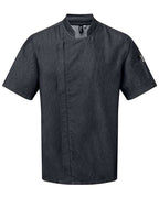 Artisan Collection by Reprime Unisex Zip-Close Short Sleeve Chef's Coat - Black Denim