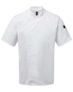 Artisan Collection by Reprime Unisex Zip-Close Short Sleeve Chef's Coat - White