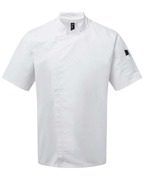 Artisan Collection by Reprime Unisex Zip-Close Short Sleeve Chef's Coat - White